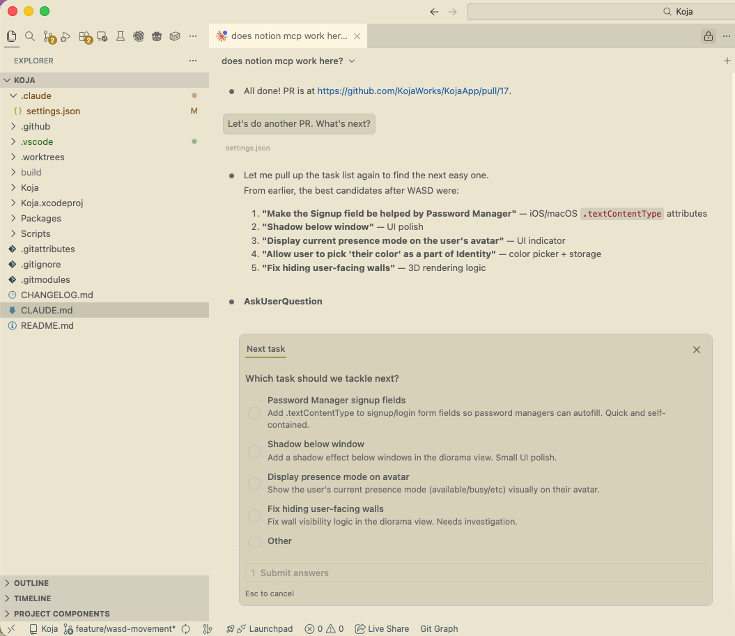 A screenshot of a conversation where Claude asks me which card it should pick up next.